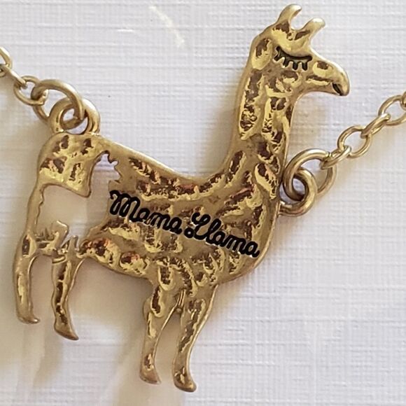 Goldtone Mama Llama Necklace - Picture 1 of 2